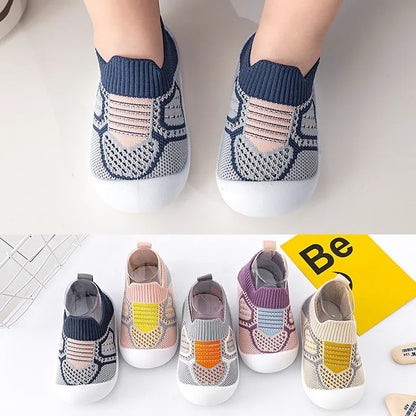 Breathable Anti-Slip Baby Shoes – Soft Mesh Crib Socks with Rubber Sole for Infants, Girls, and Boys