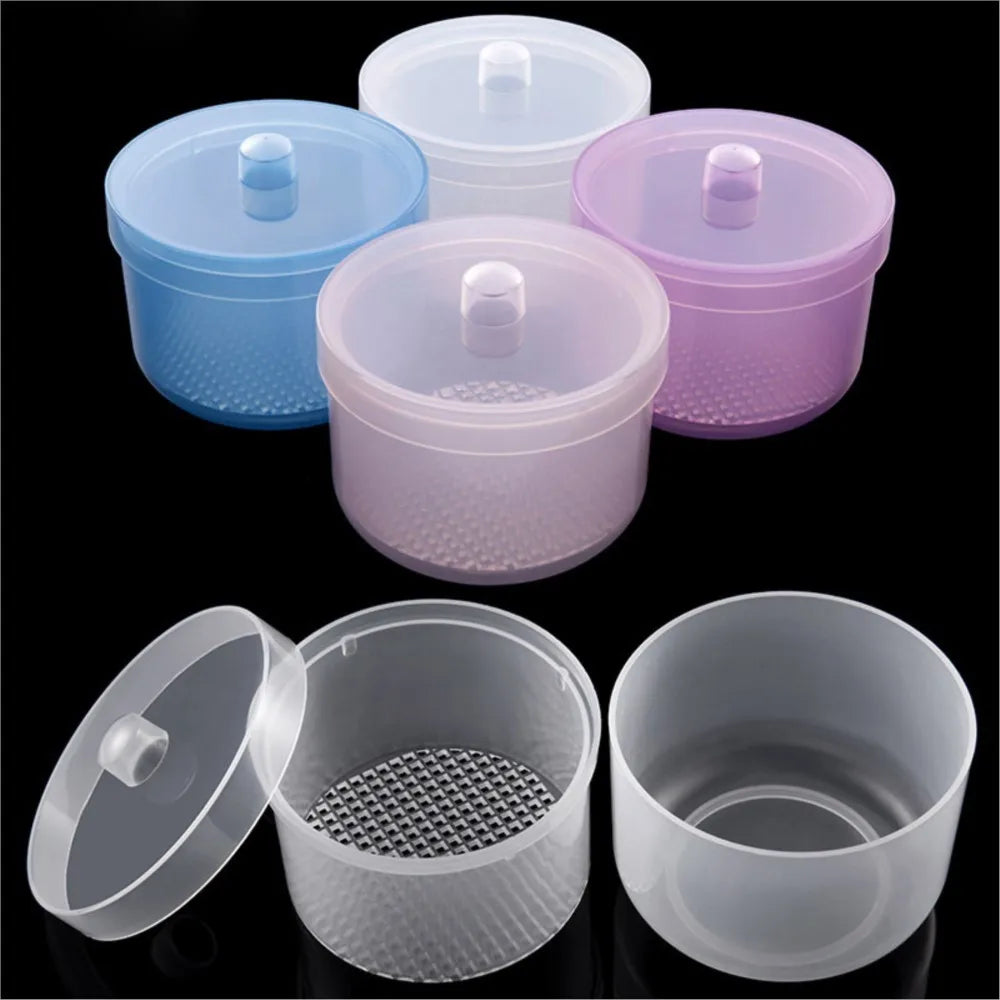 Nail Polishing Head Sterilization Box: Round Cleaning and Disinfection Storage Bowl - Available in Blue, Pink, Clear, and Purple for Complete Sterilization Solution