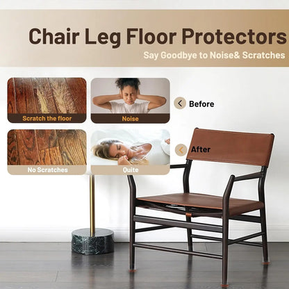 24 Pcs Silicone Chair Leg Floor Protectors: Furniture Pads Sliders with Wrapped Felt Bottom - for Hardwood Floors