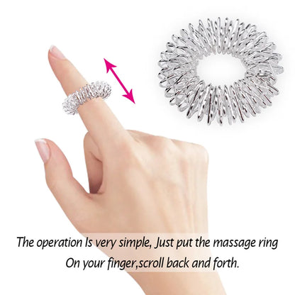 10pcs/Lot  Finger Massage Sujok Ring - Acupuncture Ring for Health Care Body Massage - Chinese Medicine, Gold Color