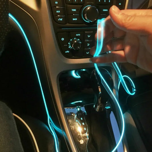 5m Car Interior Atmosphere LED Strip: DIY Flexible EL Cold Light Line Tube with USB - Auto Decoration Ambient Lamp for Unique Car Atmosphere