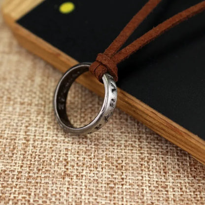 Uncharted 4 Nathan Drake Necklace - Cosplay Ring with Leather Cord, Ancient Vintage Pendant, Movie Game Jewelry Prop