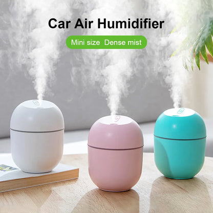 Portable USB Ultrasonic Air Humidifier & Essential Oil Diffuser with LED Lamp - Car Purifier and Romantic Aroma Mist Maker