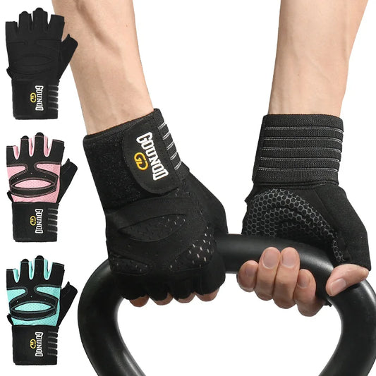 GOUNOD Weightlifting Gloves with Wristband Support: Breathable Anti-Slip Sports Gym Gloves for Bodybuilding, Powerlifting, Fitness Training