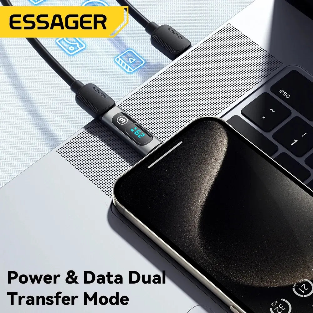 Essager USB 2.0 OTG Adapter - 240W Fast Charging USB-C to Type-C Display Adapter, OTG Connector for Samsung, Xiaomi, Huawei, Lenovo