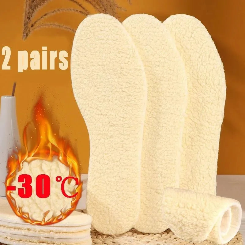 Natural Lamb Fleece Insoles - Soft Wool Thicken Shoepad for Men and Women, Winter Warmth Thermal Shoe Pads