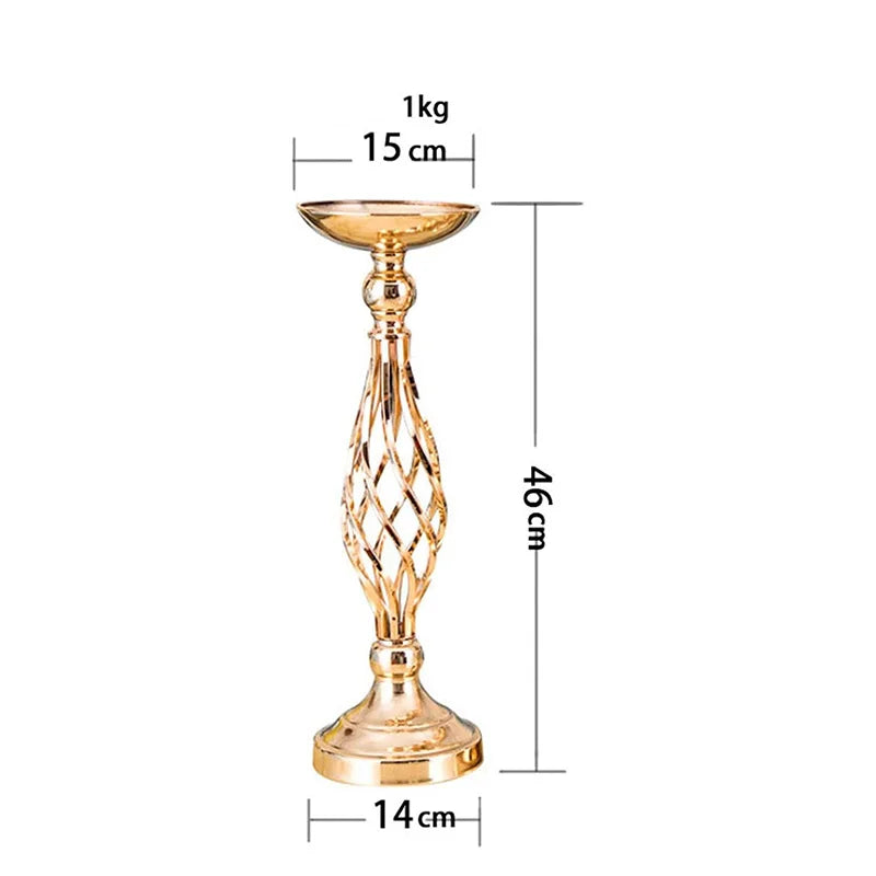 Golden Iron Art Table Candle Holder - Twisted Road Candlestick Vase for Wedding Flower Decorations and Props