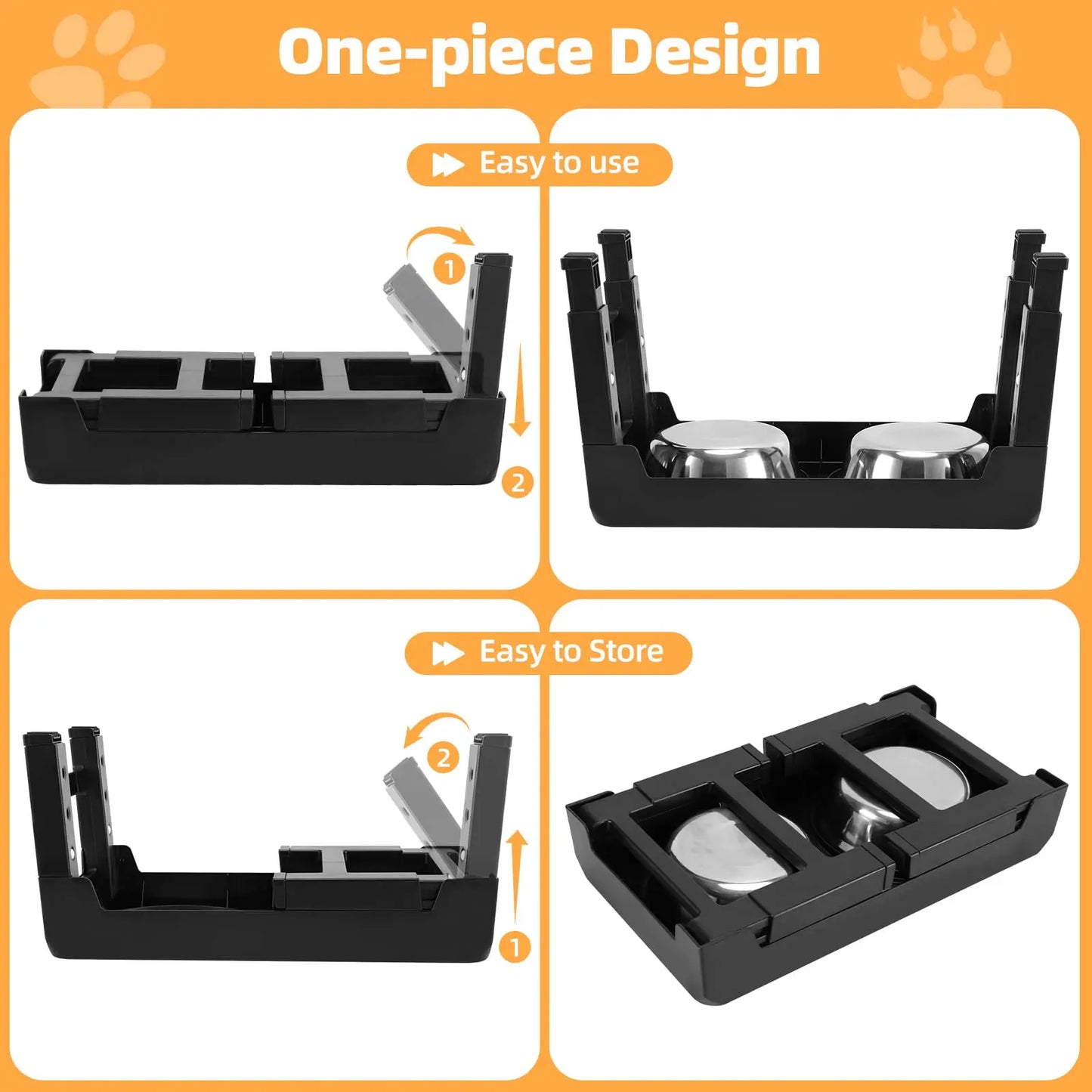 Adjustable Elevated Dog Feeder Stand - Double Stainless Steel Bowls - Ideal for Small, Medium & Large Dogs - Raised Bowls for Comfortable Dining