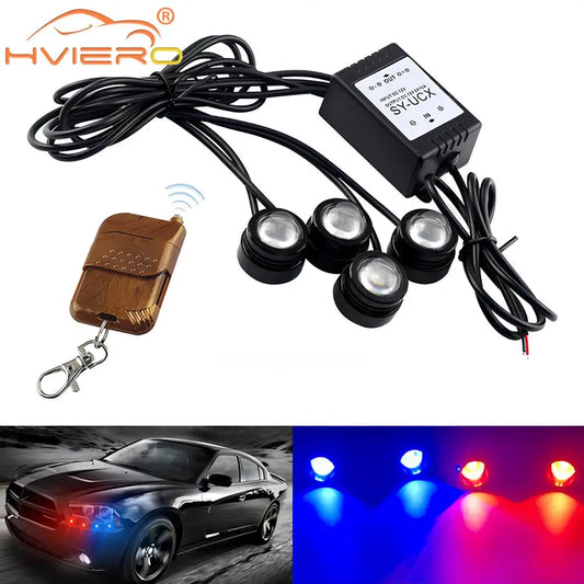 4 in 1 City Light Car LED Kit - Wireless Remote Control DRL, Eagle Eye Flash, 16 Modes for Trucks and Motorcycles