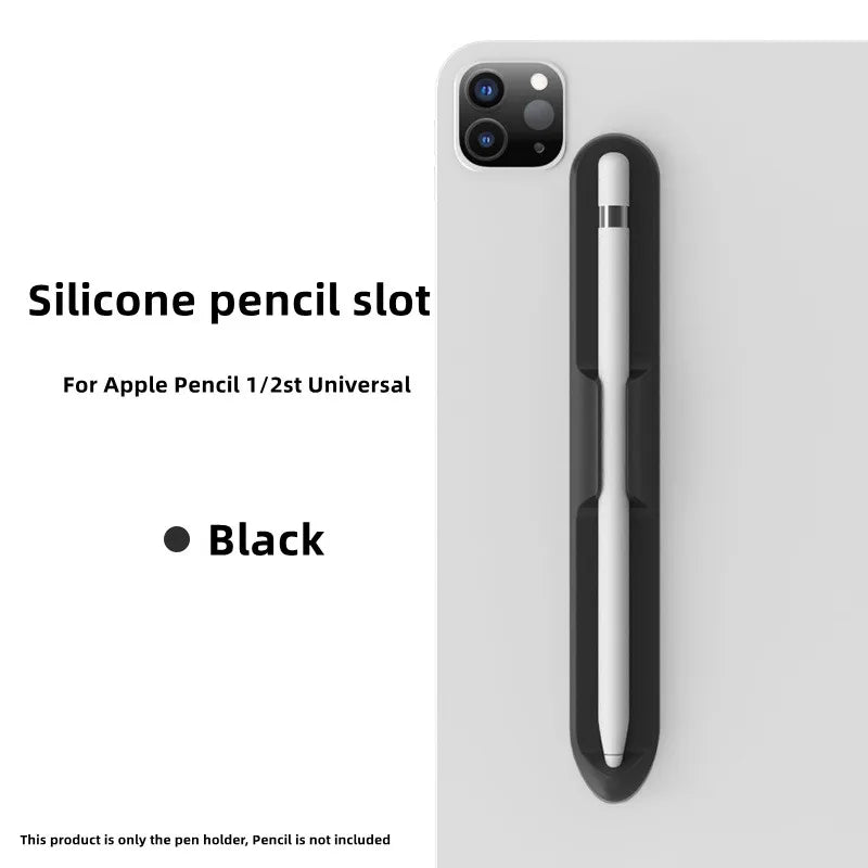 Silicone Apple Pencil Slot Holder: Soft Magnetic Suction Pen Case for iPad Stylus - Compatible with 1st or 2nd Generation, Capacitor