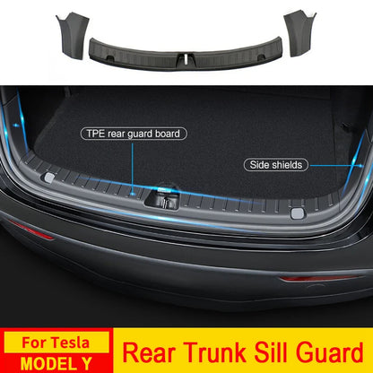 Tesla Model Y Trunk Protector Guard - Anti-Scratch Rear Cargo Threshold Sill Cover, Bumper ABS Organizer Pad Accessories