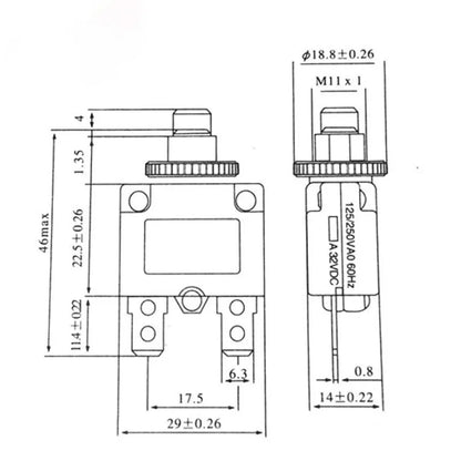 Circuit Breaker Overload Protector - 2A 3A 5A 6A 7A 8A 10A 15A 20A Switch Fuse, Multiple Amperage Options