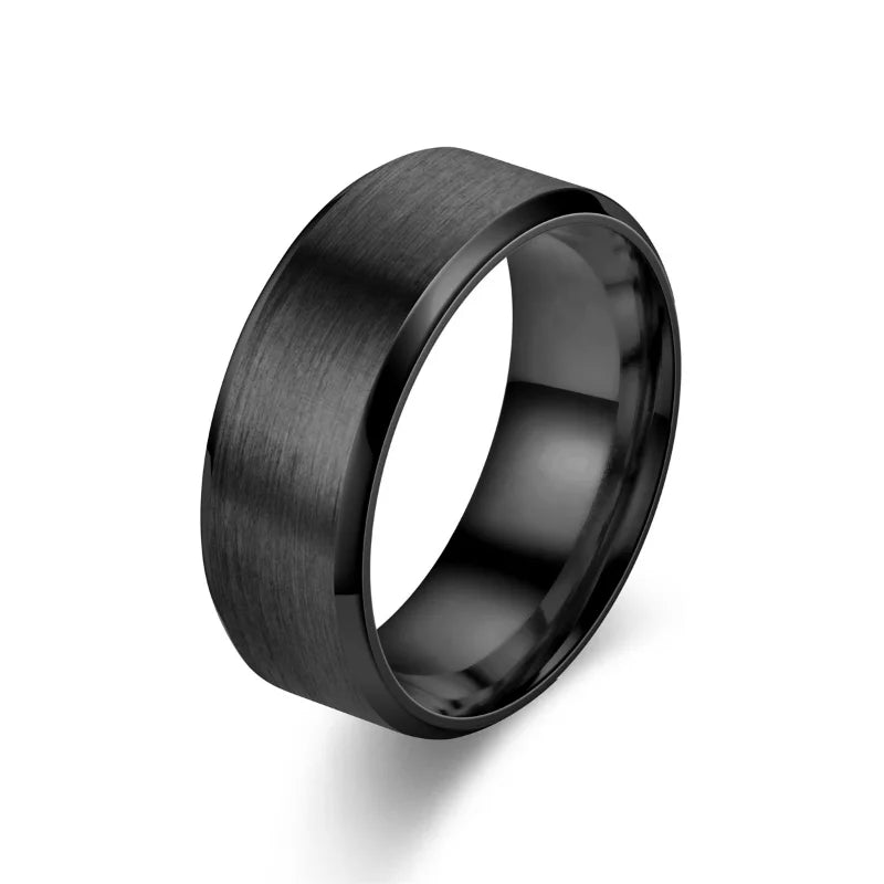 Classic 8mm Tungsten Men's Ring - Brushed Stainless Steel, 6 Colors, Wedding Band for Couples Jewelry Accessories