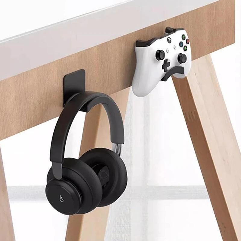 Universal Wall-Mounted Headphone Stand, Gaming Controller Holder, Under Desk Hanger Hook for Headset and Earphones