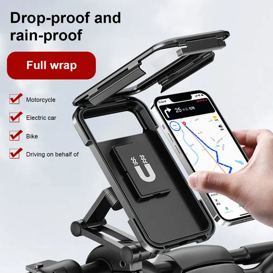 Universal Waterproof Motorcycle Bike Phone Holder - 360° Swivel Bicycle GPS Support, Adjustable Cellphone Holder for Motorcycle