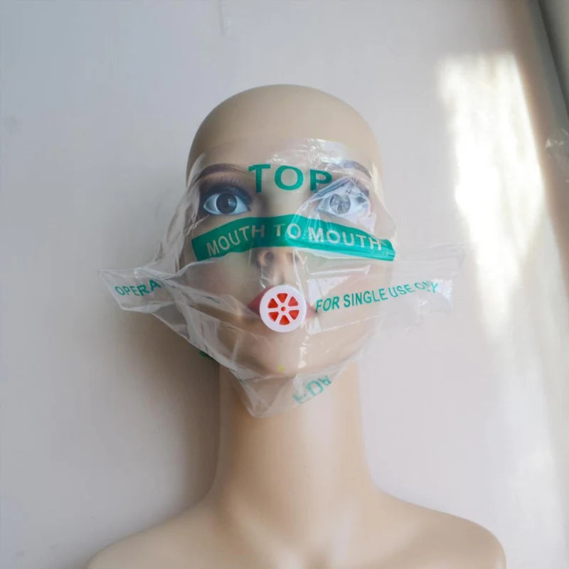 Disposable CPR First Aid Mask: Respirator Breathing Mask with One-Way Valve - Emergency Outdoor Tool