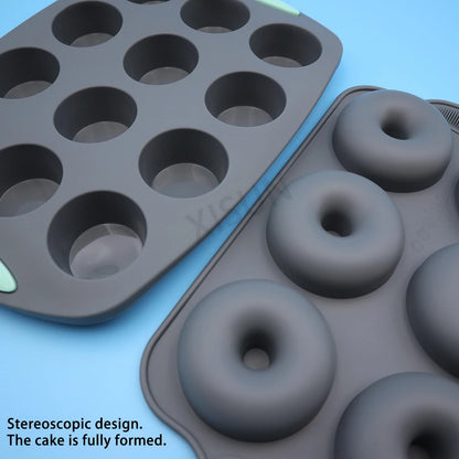 Heat Resistant Silicone Bakeware Set: Loaf Bread, Muffin, Donut, Cake Baking Tray - Oven Baking Pan, Silicone Cake Pan Set