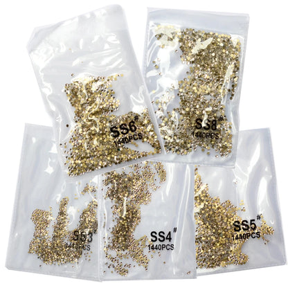 SS3-SS8 1440pcs Clear Crystal AB Gold 3D Non HotFix Flatback Nail Art Rhinestones: Decorations for Shoes, Dancing, and More