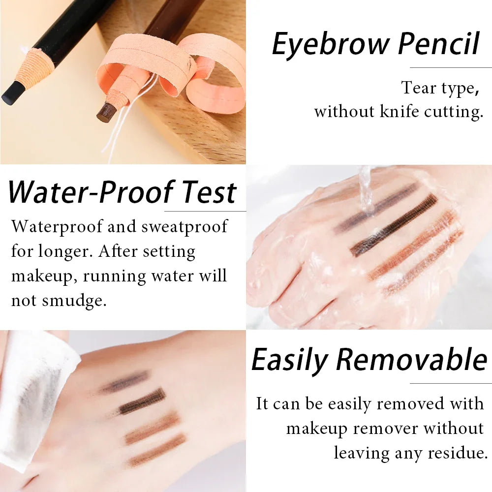 Waterproof Eyebrow Tattoo Tint Set: Microblading Supplies with Sharpener & 10Pcs Brow Trimmer Blade - Brow Enhancers Pencil