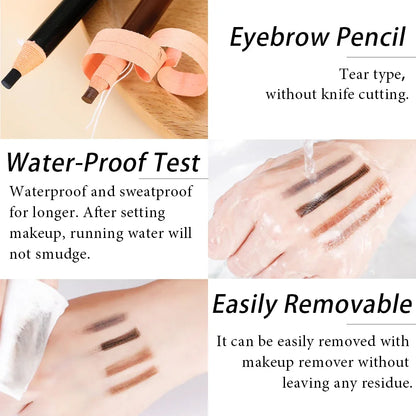 Waterproof Eyebrow Tattoo Tint Set: Microblading Supplies with Sharpener & 10Pcs Brow Trimmer Blade - Brow Enhancers Pencil