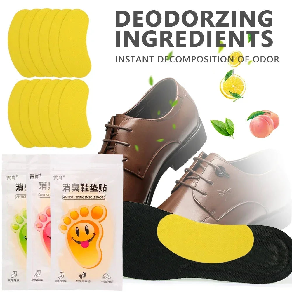 12/48pcs Shoes Odor Remover – Lemon Deodorant Patch & Antibacterial Insole Stickers for Athlete’s Foot, Antiperspirant Foot Care