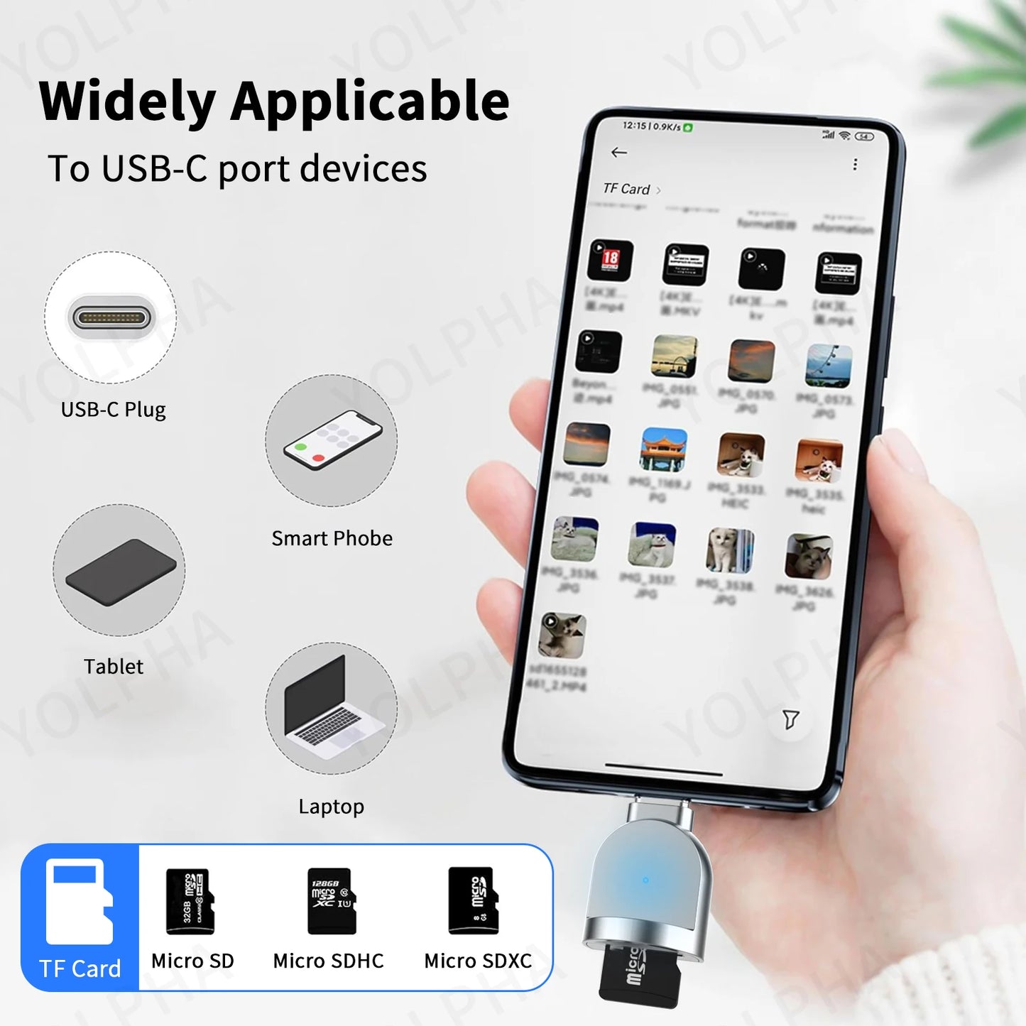 Type C to Micro-SD/TF Adapter Card Reader - High-Speed USB-C Smart Memory Card Reader for iPhone 15, Samsung, Laptop