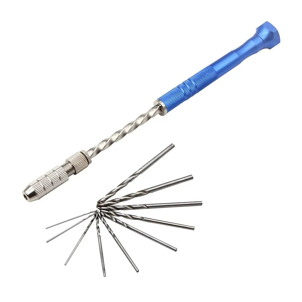 Blue Extended Semi-automatic Hand Twist Drill Set - 0.5-3mm Amber Plastic Circuit Board Drilling Tool