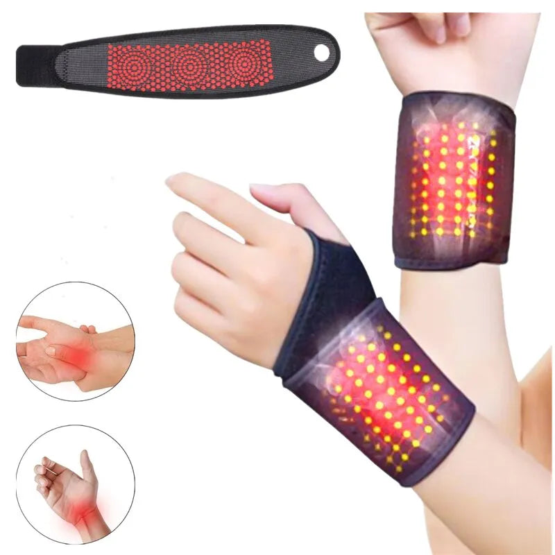 Self-Heating Wrist Band Magnetic Therapy Brace | Hand Warmer Compression Pain Relief Wristband