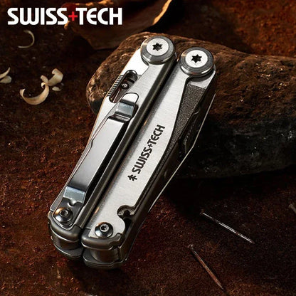 SWISS TECH 18-in-1 Multitool Pliers – Folding Multi-Functional Tool, Pocket Knife, Portable EDC Outdoor Equipment