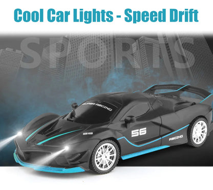 1/18 Scale RC Sports Car with LED Light - 2.4G Radio Remote Control, High-Speed Drifting Vehicle, Racing Toy for Boys and Girls