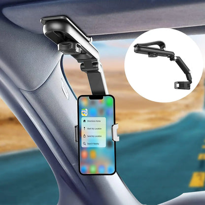 360° Rotating Sun Visor Phone Holder for Car – Universal iPhone, Samsung, and Android Cell Phone Mount