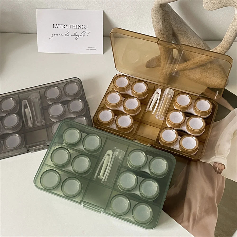 6 Pair Portable Travel Contact Lens Storage Box - Soak Container for Beauty Pupil Lenses - Contact Lens Case