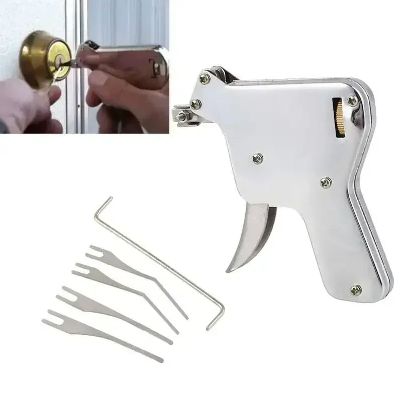 Padlock Open Tool Set - Semi-Automatic Manual Gun, Strong Steel Lock Picking and Extractor Tool Parts for Practice