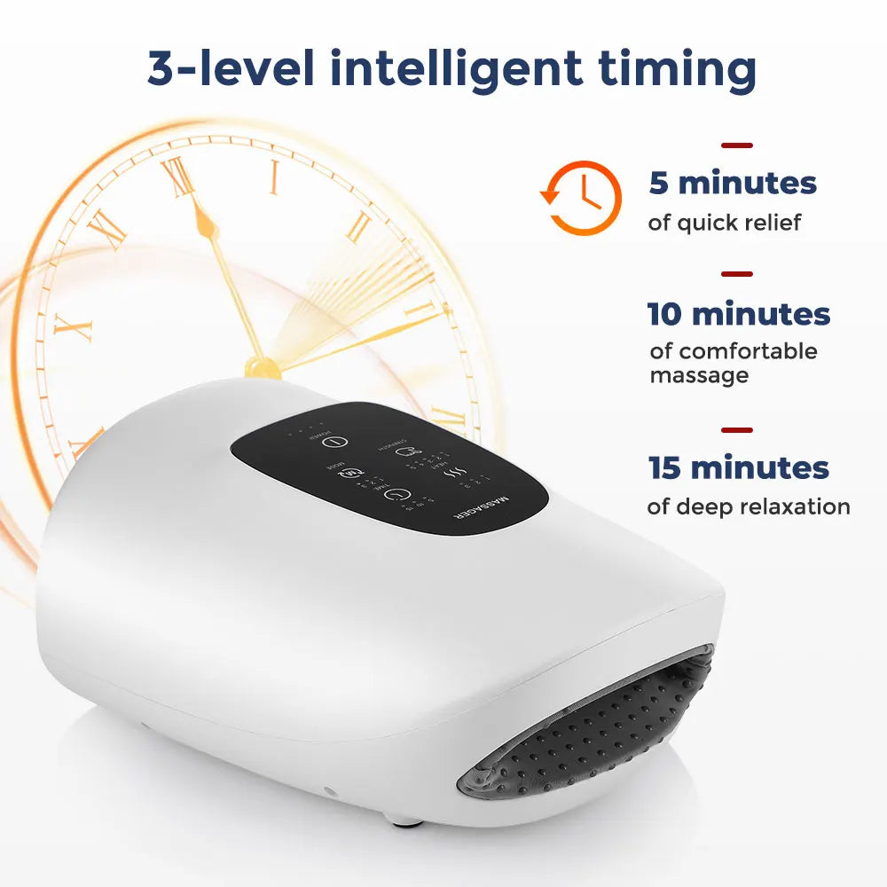 5 Level Smart Air Pressure Hand Massager - Palm Acupoint Compression, Vibration, Hot Compress for Wrist, Fingers Spa and Muscle Relaxation