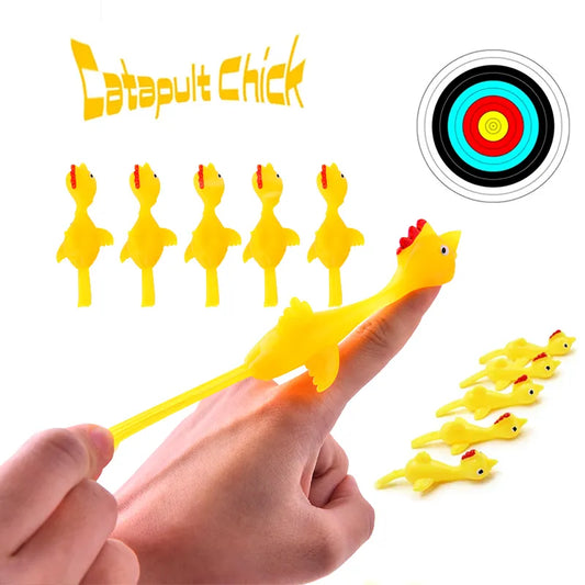 10PCS Catapult Launch Turkey Slingshot Chick - Elastic Flying Finger Sticky Decompression Toy for Birthday Halloween Party Favors