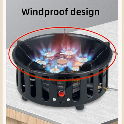 19800W 7-Core Camping Stove – High-Power Portable Gas Burner with Windproof and Electronic Ignition for Outdoor Use