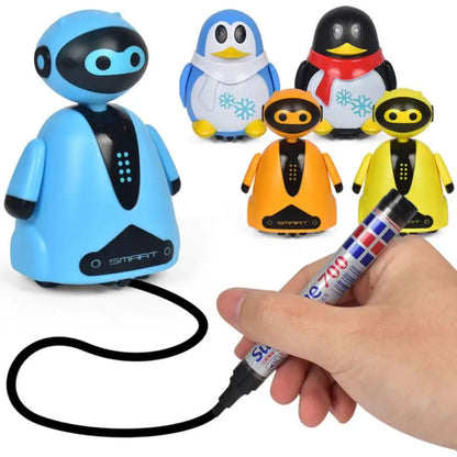 Inductive Robot Penguin Toy - Electric Line-Following Car that Traces Any Drawn Path, Educational Gift for Kids