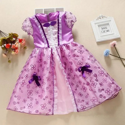 Girls Princess Dress - Cinderella Snow White Aurora Sofia Rapunzel Halloween Costume for Kids, Children Birthday Party Dress