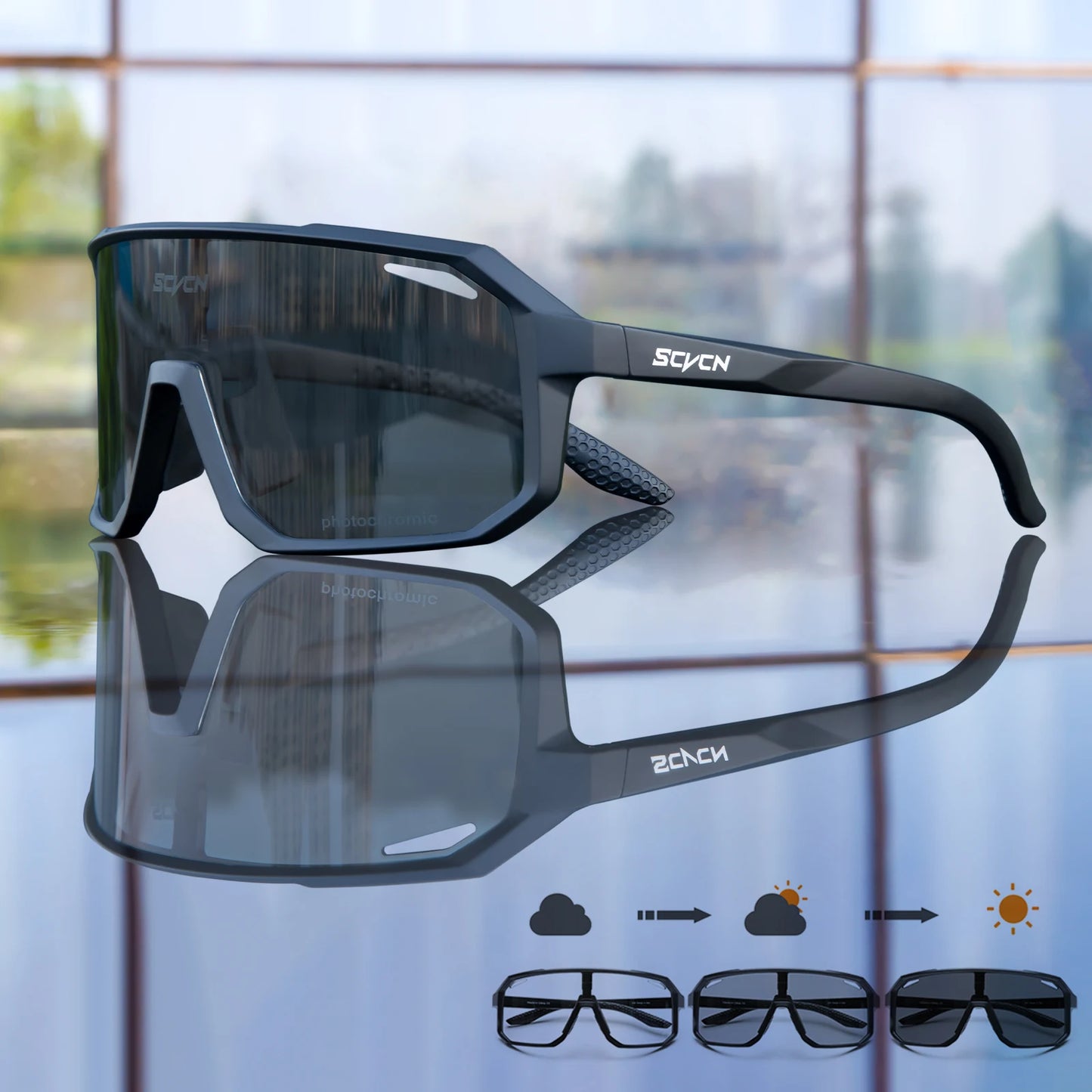 SCVCN Photochromic Cycling Sunglasses for Men – UV400 Mountain Bike & Road Bicycle Eyewear