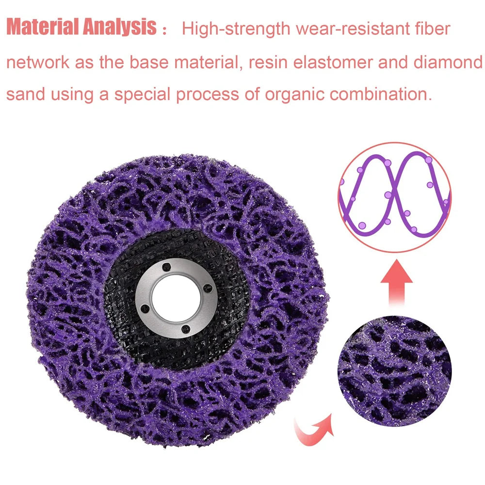 1Pcs Coral Disc Poly Strip Abrasive Wheel - 100/115/125mm Grinder Strip Disc for Paint & Rust Removal - Angle Grinder Clean