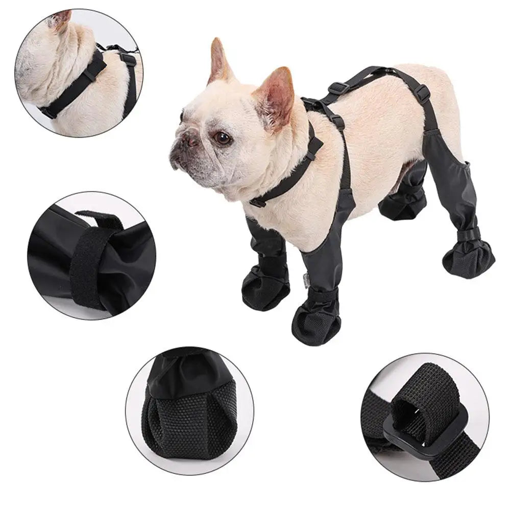 Waterproof Dog Shoes: Adjustable Boots for Rainy Days, Outdoor Walking - Soft Paw Protection for French Bulldogs