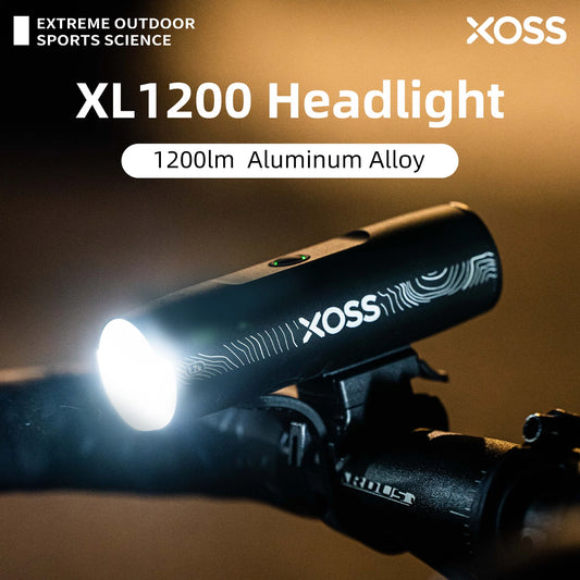 XOSS XL1200 Bike Light – 1200 Lm Waterproof Headlight, Type-C Rechargeable Front Lamp, Aluminum Ultralight Bicycle Flashlight