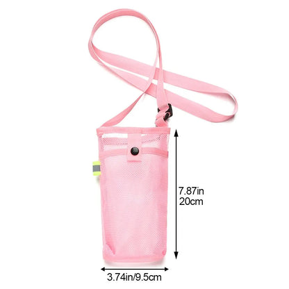 Portable Sports Water Bottle Cover with Mesh Cup Sleeve, Strap, and Visible Mobile Phone Pouch - Ideal for Outdoor Camping and Activities