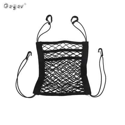 Universal Car Truck Seat Mesh Storage Net Bag: Elastic Polyester Organizer with Hook Between Seats - Pocket Holder for Organization