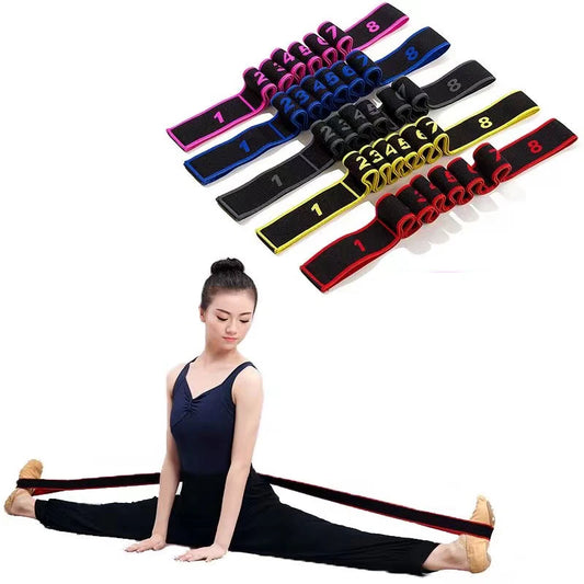 8 Section Dance and Yoga Stretching Belt - Pilates Fitness Tension Band for Digital Stretching and Elasticity