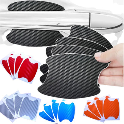 4Pcs/Set Car Door Sticker Carbon Fiber Scratches Resistant Cover - Auto Handle Protection Film and Stylish Mouldings for Car Styling