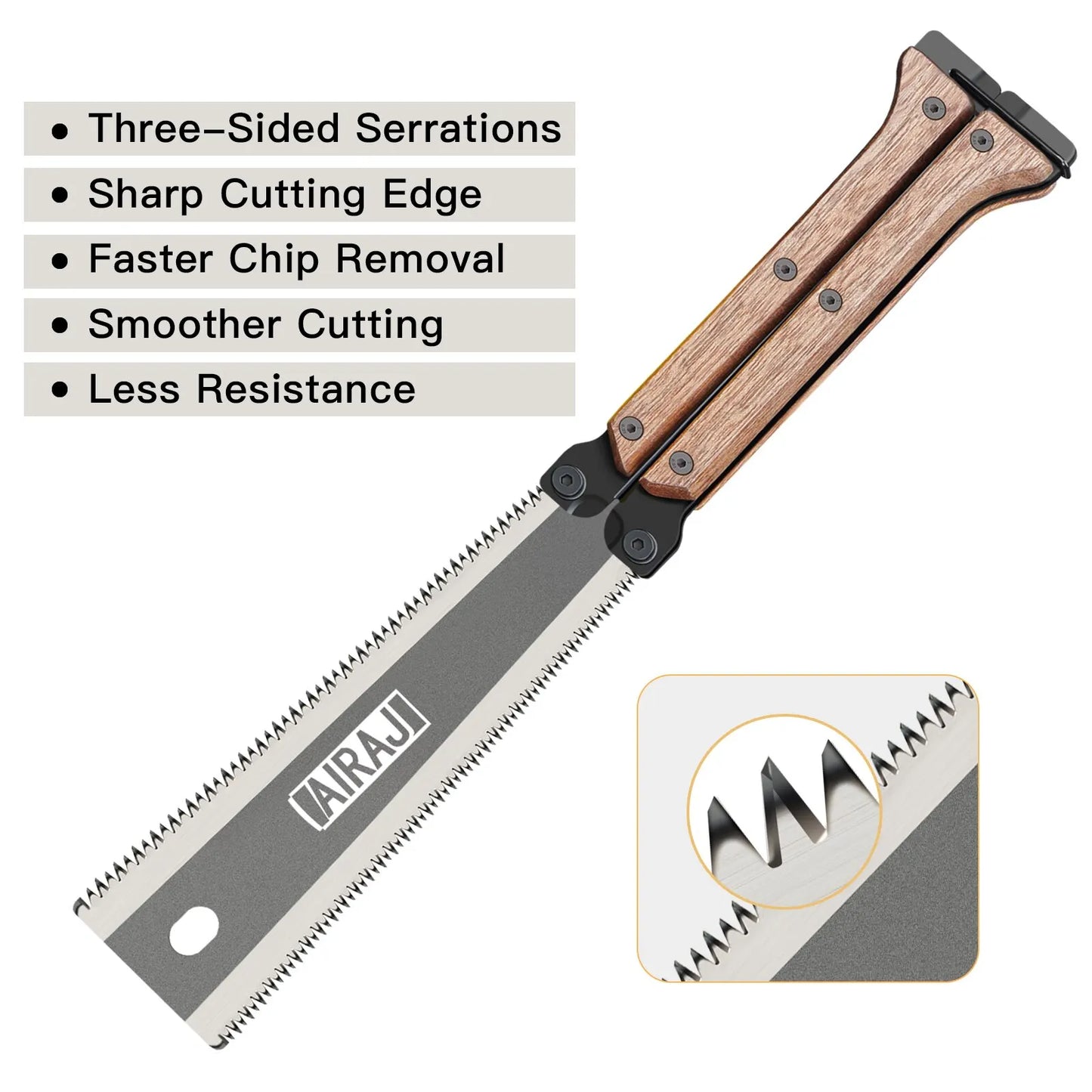 AIRAJ Folding Saw - SK5 Steel Pocket Garden Saw | Japanese Flush Cut Trim Saw for Woodworking