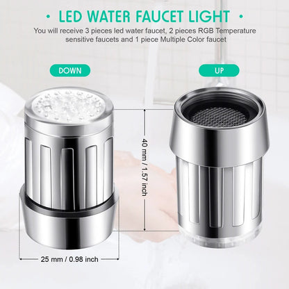 LED Temperature Sensitive Faucet: Water Saving Sensor with 7 Color Change - Kitchen Bathroom Tap Nozzle Shower