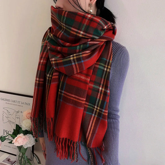 Women's Scottish Tartan Scarf - Warm Plaid Soft Long Wrap Shawl, Perfect Christmas or Valentine's Day Gift for Girlfriend, Wife, or Mom