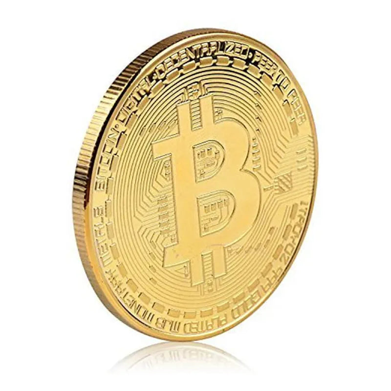 5PCS Gold Plated Bitcoin Coin Collectibles - Commemorative Casascius Style Metal Antique Imitation Art Collection Gift